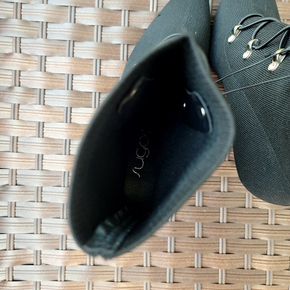 NWOT Sugar Tanikka black women's lace up heel sock booties. S 6 - Picture 6 of 11